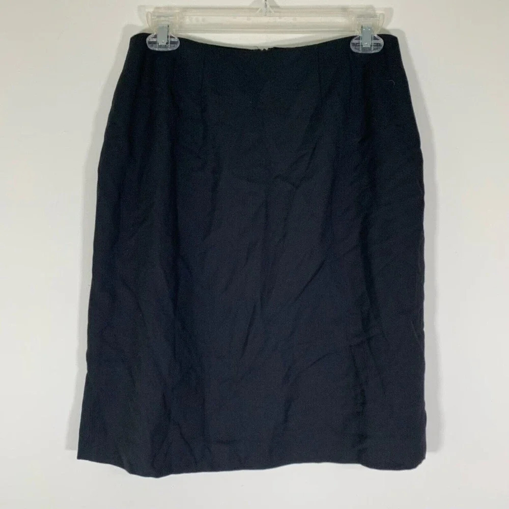 Valerie Stevens Skirt Women’s Petite 8P Black Wool Blend Pencil Zip